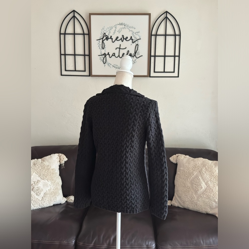 Vintage Liz Claiborne Chunky Cable Knit Black Mock Neck Sweater Size M Classic - Picture 5 of 10